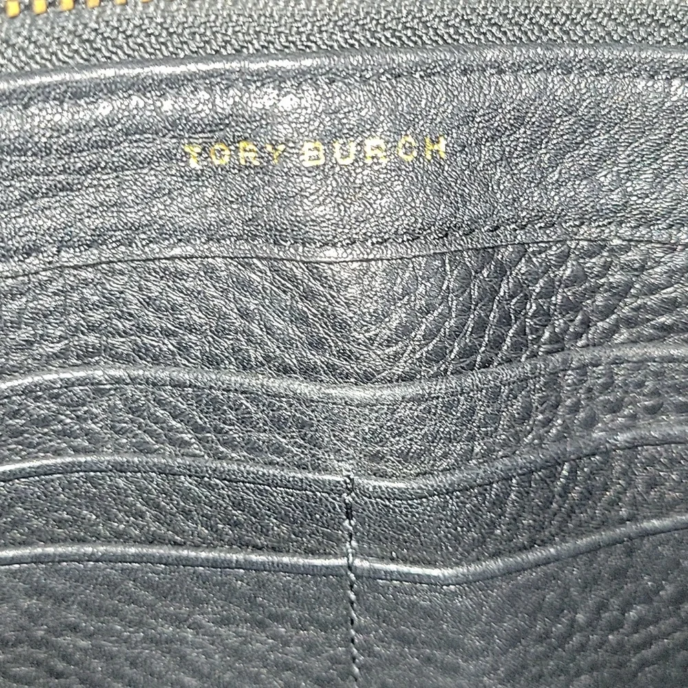 Tory Burch Black Leather Crossbody with Gold Chain Accents